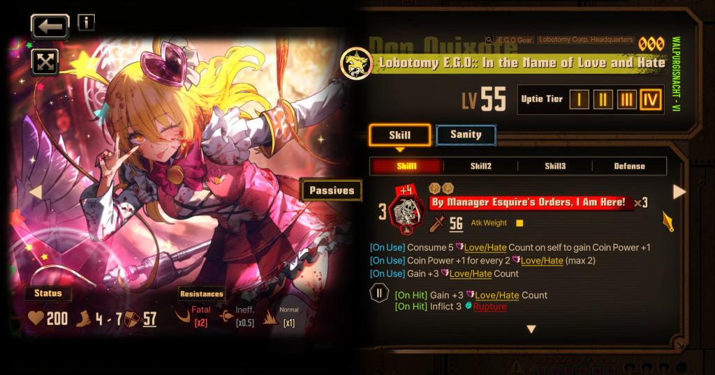 Don Quixotova Walpurgis Night ID v Limbus Company